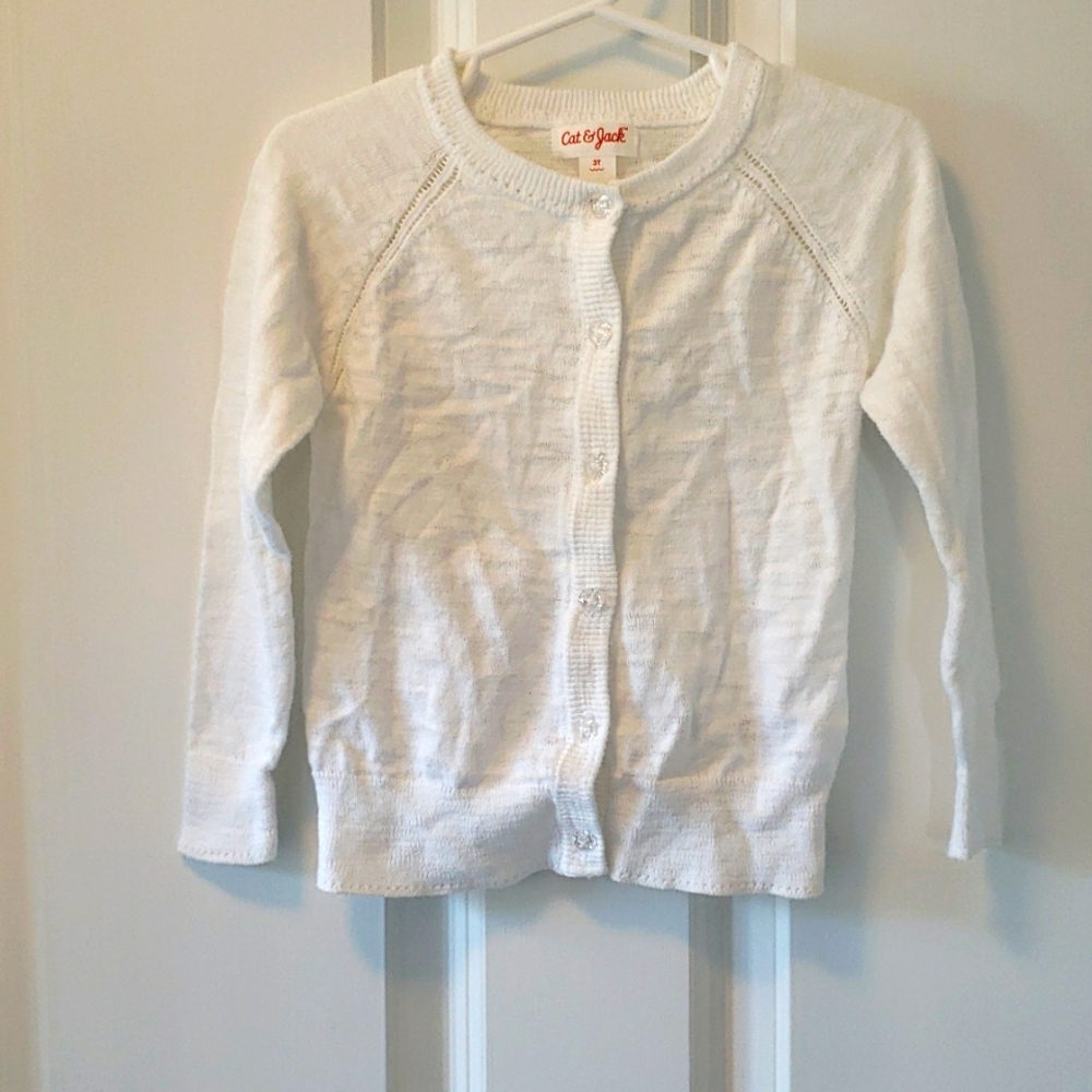 Cat & Jack Toddler Girls White Cardigan Size 3T